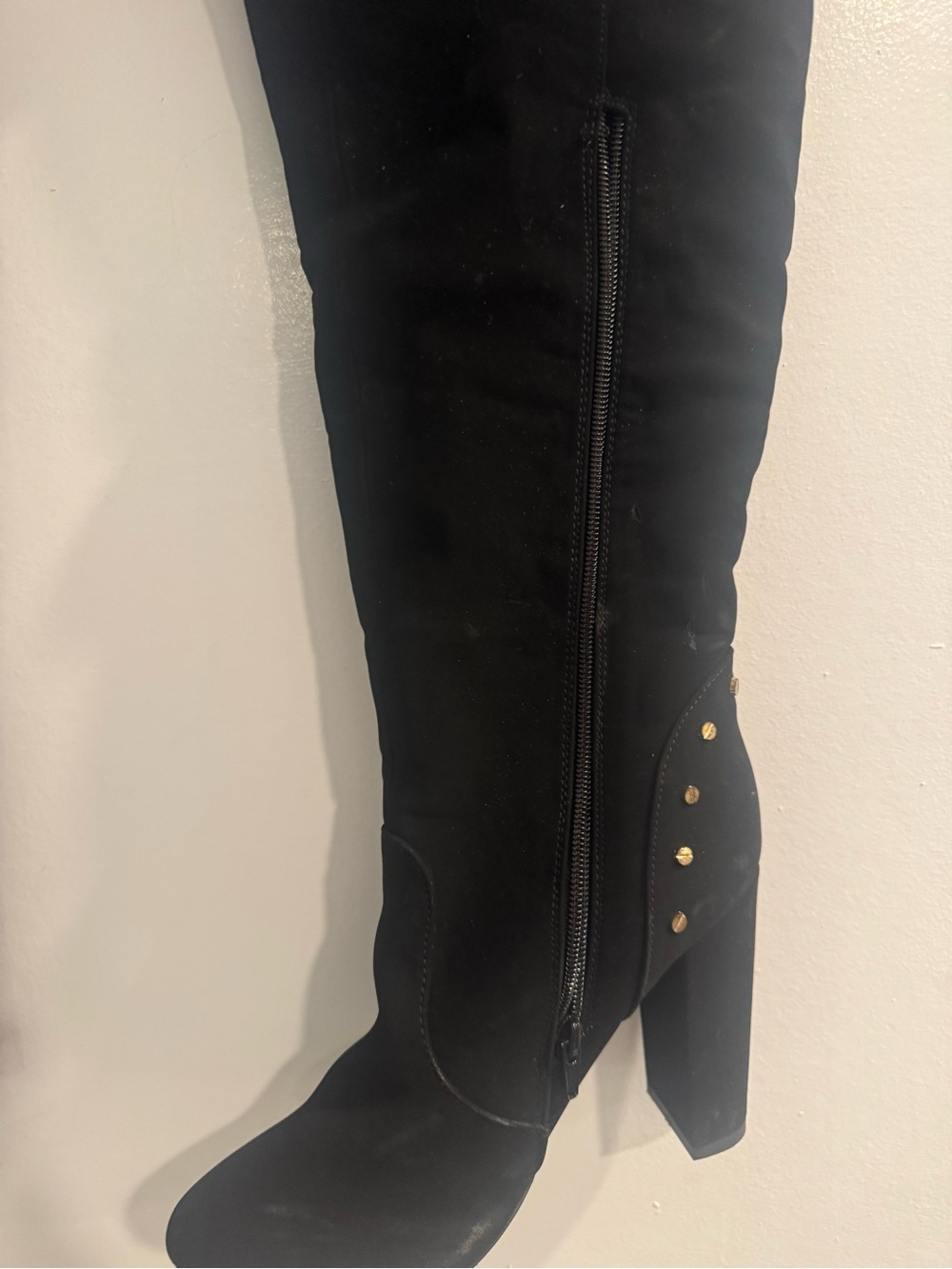 Izabella Rue Black Studded Over The Knee Heeled Boots Size 8 4" - Picture 2 of 9
